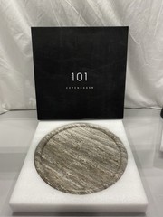 101 Copenhagen Stoneware Enkei Large Travertine Tray 15.5 x 18.5in Silver