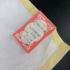 Vintage Handmade Placemat Napkin Set 8pc Floral Embroidered White Yellow Cotton