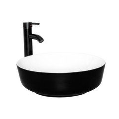 ELECWISH Bathroom Vessel Sink Black Ceramic Vanity Basin Bowl Faucet Drain Combo