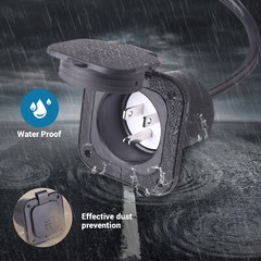Trailer 15A 110 120V Ac RV Marine Power Flanged Inlet Port Plug + 18″ Cord