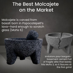 The original Molcajete Mexicano volcanic rock Handmade of Authentic Lava Rock