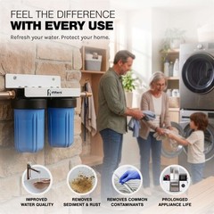 Whole House Filtration System 2 Stage Sediment Chlorine Taste Odor VOCs 1″ Ports