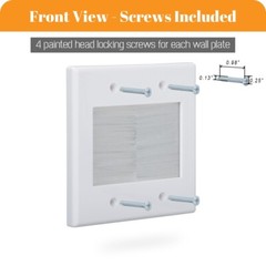 2 Gang Brush Wall Plate Cable Management Kit for TV Coaxial HDMI Ethernet Cables