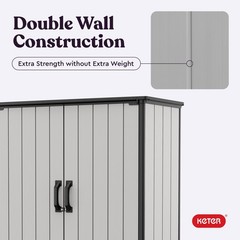 Premier Tall 4.6×5.6 ft Resin Outdoor Storage Shed, Backyard Garden Shed with…
