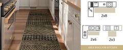 2×6 Machine Washable Runner Rug, Kitchen Hallway Area Rug Brown Black Vintage