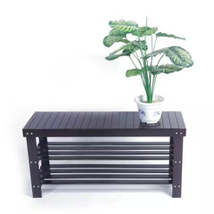 35.43 In. L X 11.02 In. W X 17.72 In. H 10-Pairs 3-Tier Brown Bamboo Shoe Rack