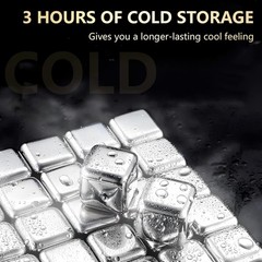 304 Stainless Steel 8Pcs Ice Cubes-Reusable Whiskey Stones, Tong, Storage Box