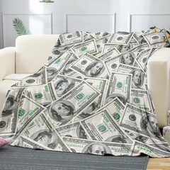 Money Throw Blanket 100 Dollar Bill Cozy Decor Nap Cash Sofa Couch 40×50 Inch