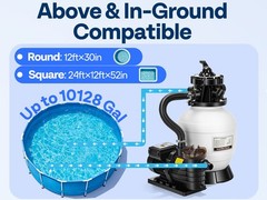 12/13in Sand Filter Pump In/Above Ground Pool System 7-Way w/ Timer 2087/2640GPH