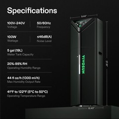 VIVOSUN AeroStream H19 Intelligent Environmental 19L Humidifier,W/ Temp&Humidity