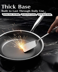 Nonstick Frying Pan Set, 8+10+12 Inch, Honeycomb Stainless Steel Skillet Pans Se