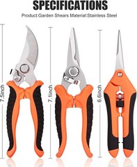 Pruning Scissors Garden Shears Hand Tools Plant Trimming Pruners 3 PCS-NEW