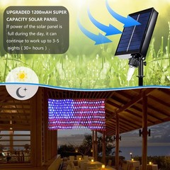 Solar American Flag Lights Outdoor,420 Leds American Flag Net Lights 6.5Ft X 3.2
