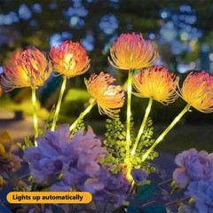 Solar Garden Lights Flower Outdoor Waterproof LED Flower Stake Lamp Yard Pink