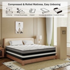 12″ 14″ Mattress In A Box Gel Memory Foam Pocket Spring Twin Full Queen King