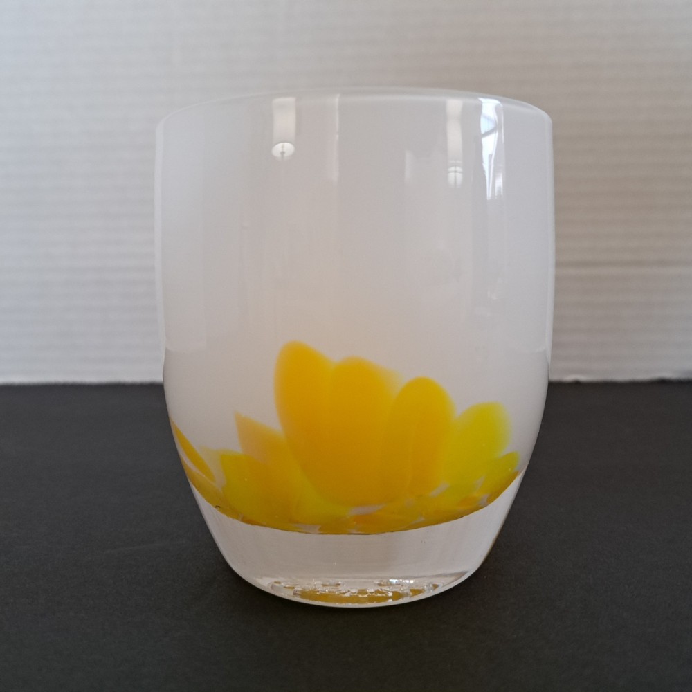 Nwt Glassybaby Buttercup 1830 Votive Holder White & Yellow No Box