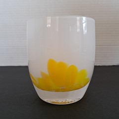 Nwt Glassybaby Buttercup 1830 Votive Holder White & Yellow No Box