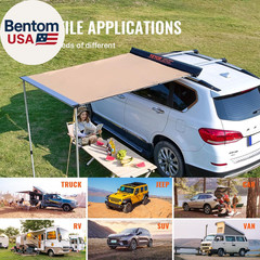 Vehicle Awning 4.6’X6.6′ Roof Rack Pull-Out Sun Shade UV50+ Pu3000Mm, Retractabl