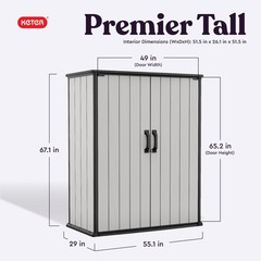 Premier Tall 4.6×5.6 ft Resin Outdoor Storage Shed, Backyard Garden Shed with…