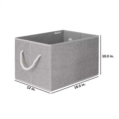 Gray 16.3 In. X 10.3 In. Fabric Decorative Basket Set of 3 with Handles