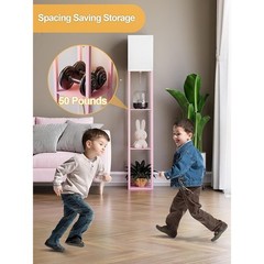 Tall Shelf Lamp W/ 3 Color Temperature LED Bulb Open Top Design 3 Tier Storage