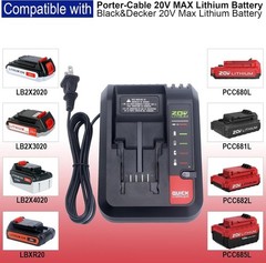 2PACK NEW 20V Lithium-ion Battery / Charger for BLACK DECKER 20 Volt LBXR20 LB20