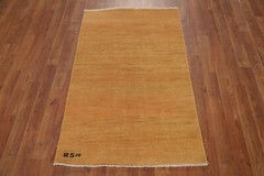 Versatile Gabbeh Solid Design Peach Wool Modern Foyer Rug Ideal for Any Room 3×4