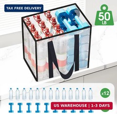 4 Pack Reusable Grocery Bags, Heavy-Duty Shopping Bags with Sturdy Handles, Wate