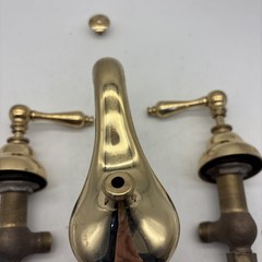 vintag Phylrich Polished brass wide spread bathroom faucet