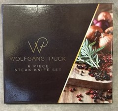 New Wolfgang Puck 6 Piece Steak Knife Set With Box High Carbon Steel