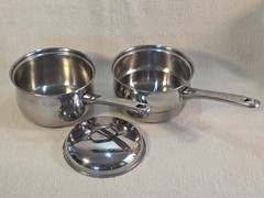 Vintage Belgium 2 QT Double Boiler Pans Lid Stainless Steel MANOR HOUSE