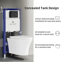 Los Flexi In-Wall Toilet Tank Carrier, 0.8/1.6GPF Dual Flush with Flush Plate