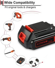 2Pack 20V Lithium-ion 1.5Ah Battery for BLACK DECKER 20 Volt LBXR20 LBX20 LB20