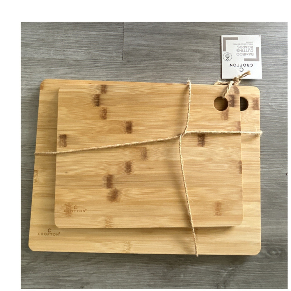 Crofton Bamboo Cutting Board 2 Piece Set, 14.96×11.02in & 12x9in, Hand Wash Only