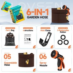 50FT Expanding Expandable Flexible Garden Water Hose w 10 Funtion Spray Nozzle