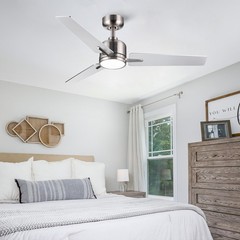 48″ Brushed Nickel Low Profile Ceiling Fan with Light Light Energy Saving Fan