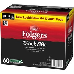 Folgers Black Silk Dark Roast K-Cup Coffee Pods 60 Count Keurig 6 Pack -Free P&P