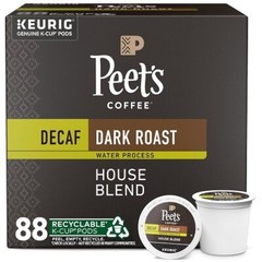 Peet’s Coffee House Blend Decaf Dark Roast Coffee K-Cup Pods, 88 Count.