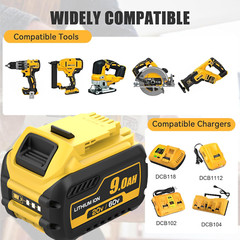 2Pack 9.0Ah for DeWalt FLEXVOLT 20V/60V MAX Battery Lithium-ion DCB609 &Charger