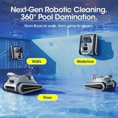 (2026 Upgrade) Seauto Cordless Robotic Pool Cleaner Wall- Waterline Cleaning APP