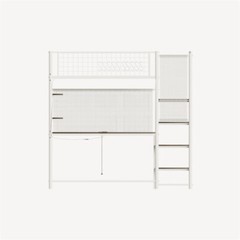 Full Size Metal Loft Bed with Desk,Storage Shelves & LED Light for Teens Adults