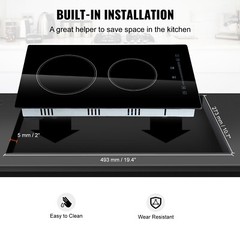 VEVOR 12″ Built-in Electric Cooktop Radiant Ceramic Cooktop 2 Burners 110V
