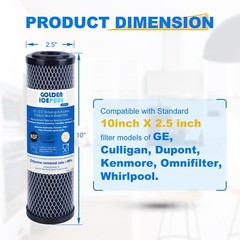 Whole House CTO Carbon Water Filter Cartridge 1 Micron 2.5″ x 10″ 4PACK
