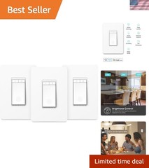 Smart Dimmer Switch 3-Pack – Alexa & Google Home Compatible, Voice Control