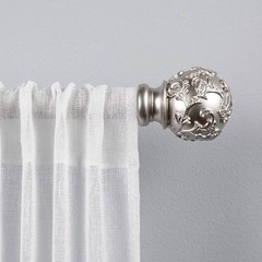 Vine Curtain Rod Finial Set Adjustable Iron Silver Floral Design 66-120 inch New