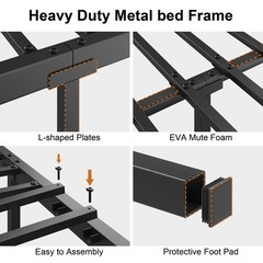 Full/Queen/King Metal Bed Frame with Storage Headboard and Charging Station