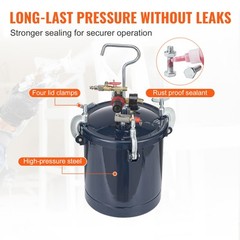 VEVOR Spray Paint Pressure Pot Tank 10L/2.5gal 1.5mm+4.0mm Nozzles Dual SprayGun