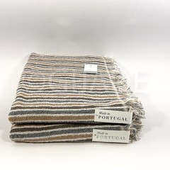 Felpinter 2Pc Bath Towels 30″ x 56” 100% Cotton Portugal Brown Gray Ivory Strip