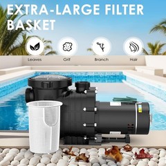 2HP Self-priming Swimming Pool Pump In/Above Ground Motor Strainer Filter Basket