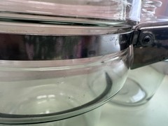 Great Vintage PYREX Double Boiler Clear Glass With Both Lids & Stainless Steel